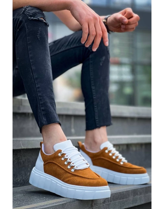 KB-X10  Taba Süet Beyaz Yüksek Taban Günlük Spor Ayakkabı