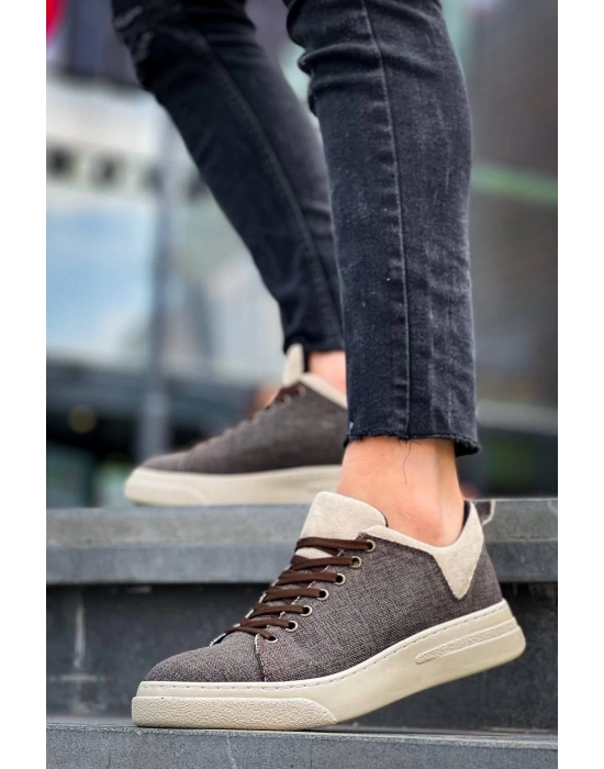 KB-X204  Taba Bej Keten Bej Yüksek Taban Günlük Erkek Spor Ayakkabı