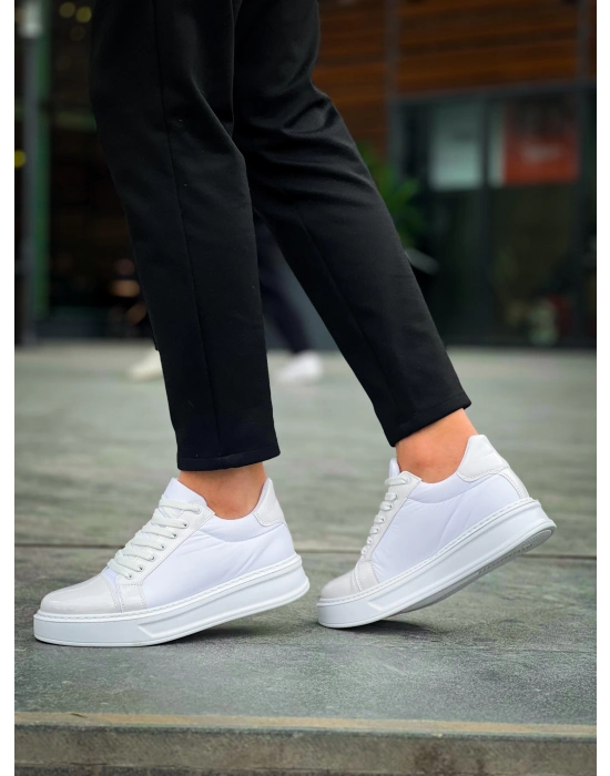 KB-X46  Beyaz Rugan Yüksek Beyaz Taban Günlük Spor Ayakkabı
