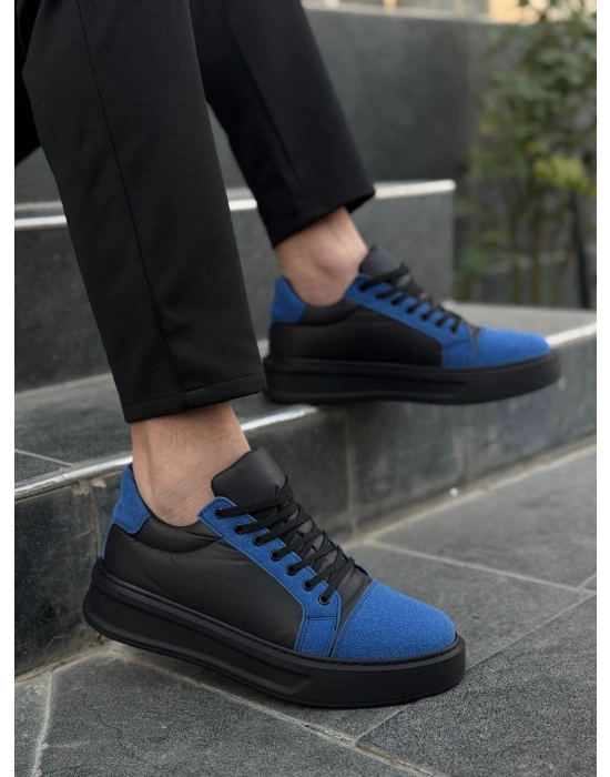 KB-X46  Siyah Sax Mavi Yüksek Siyah Taban Günlük Spor Ayakkabı