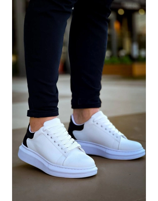 KB-X500   Bağcıklı Beyaz Siyah  Günlük Erkek Ayakkabı