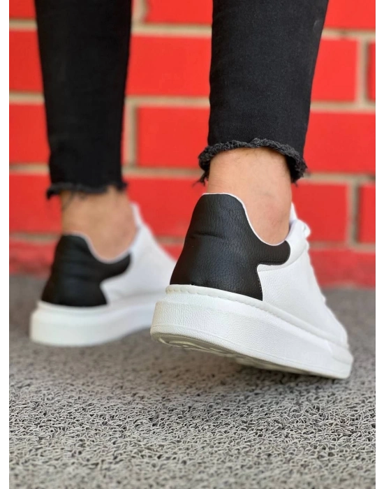 KB-X500   Bağcıklı Beyaz Siyah  Günlük Erkek Ayakkabı