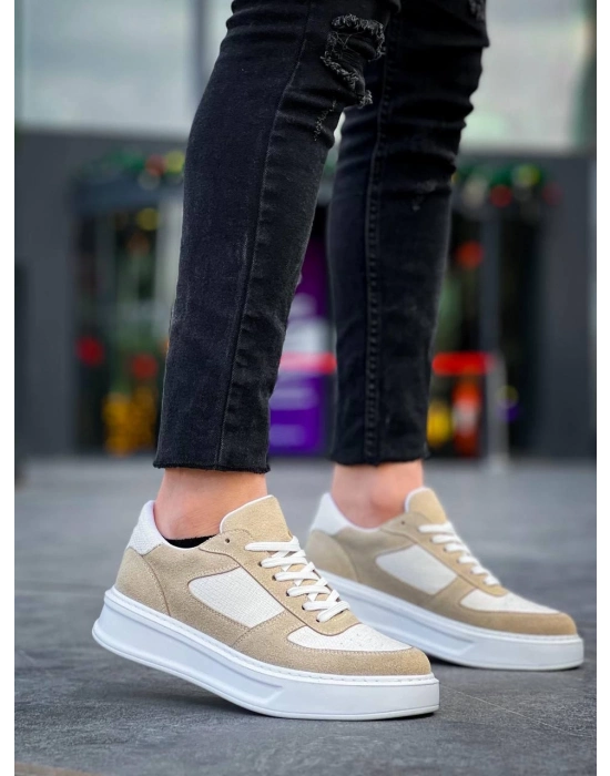 KB-X8  Bej Keten Süet Yüksek Taban Günlük Spor Ayakkabı
