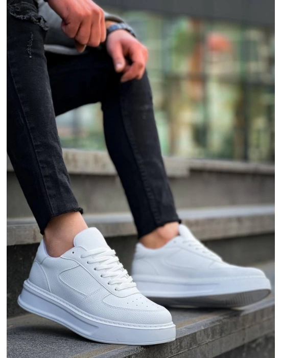 KB-X8  Beyaz Cilt Beyaz Yüksek Taban Günlük Spor Ayakkabı
