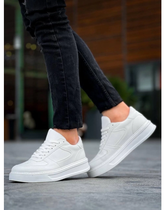 KB-X8  Beyaz Cilt Beyaz Yüksek Taban Günlük Spor Ayakkabı