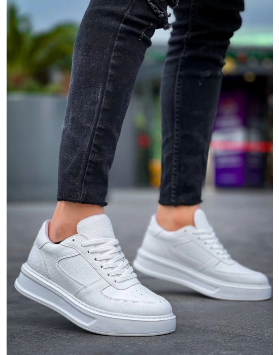 KB-X8  Beyaz Cilt Beyaz Yüksek Taban Günlük Spor Ayakkabı