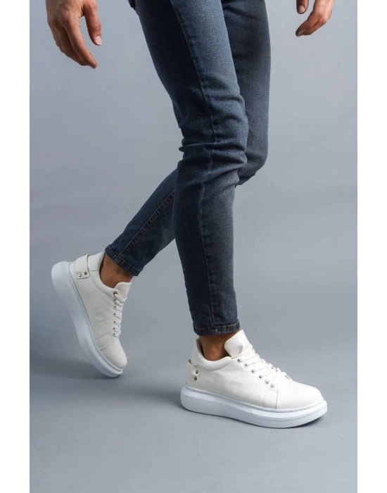 KB047   Beyaz Crocodile Günlük Erkek  Ayakkabı