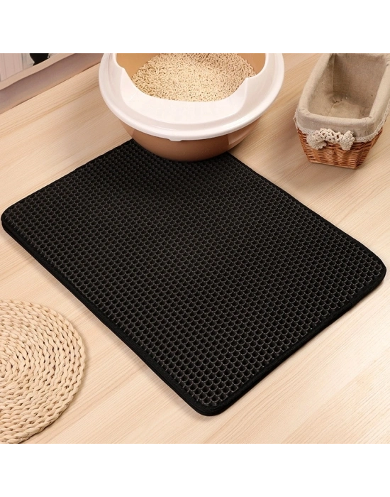 Kedi Elekli Tuvalet Önü Paspası  45 cm - 65 cm Siyah