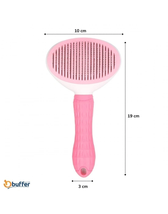 ®  Kedi Köpek Tüy Toplayıcı Kendini Temizleyebilen Ergonomik Saplı Evcil Hayvan Tarağı Pembe