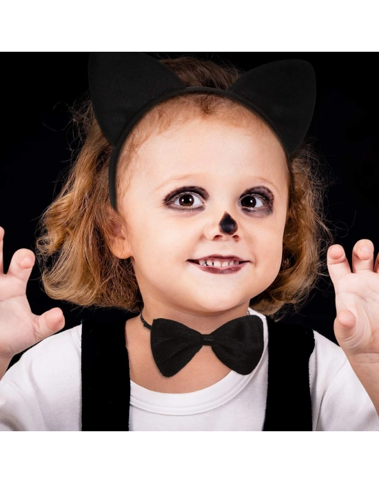 Kedi Kostüm Taç Kuyruk Papyon Seti 1 Adet