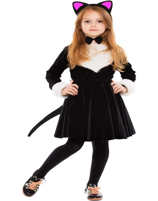 Fuşya Kedi Seti - Taç, Kuyruk, Papyon Çocuk Boy