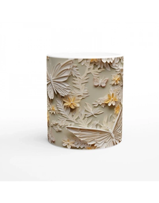 Kelebek Bahçesi Çiçekli Kupa Bardak