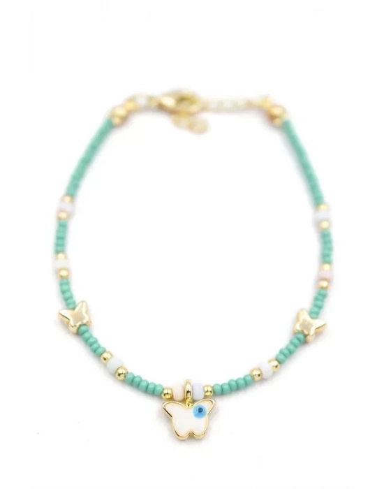 Kelebek Boncuk Bileklik - Açık Yeşil