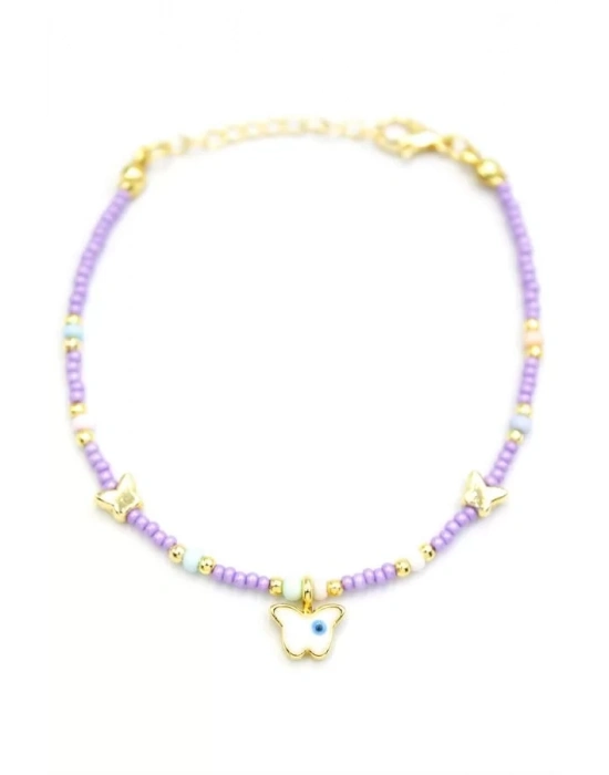 Kelebek Boncuk Bileklik - Mor