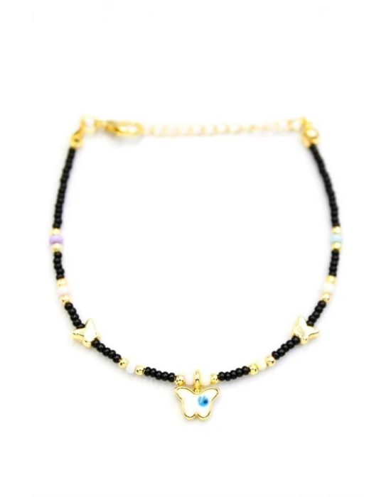 Kelebek Boncuk Bileklik - Siyah