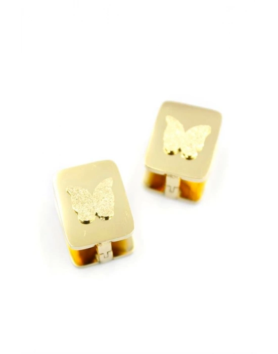 Kelebek Çelik Küpe - Altın