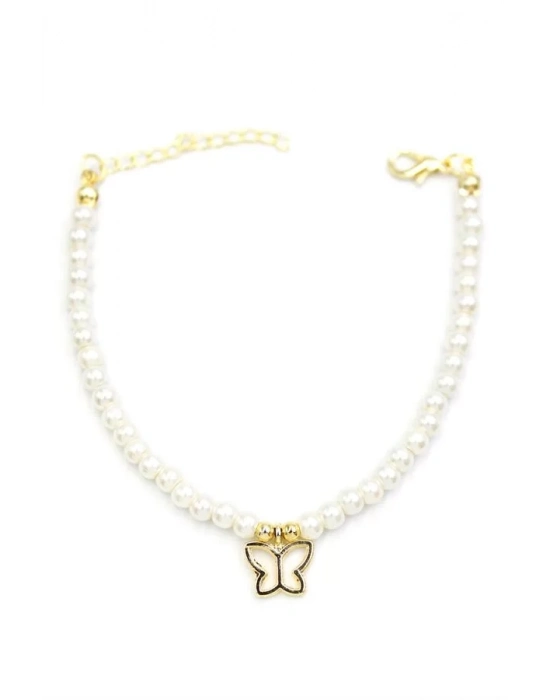 Kelebek İnci Bileklik - Altın