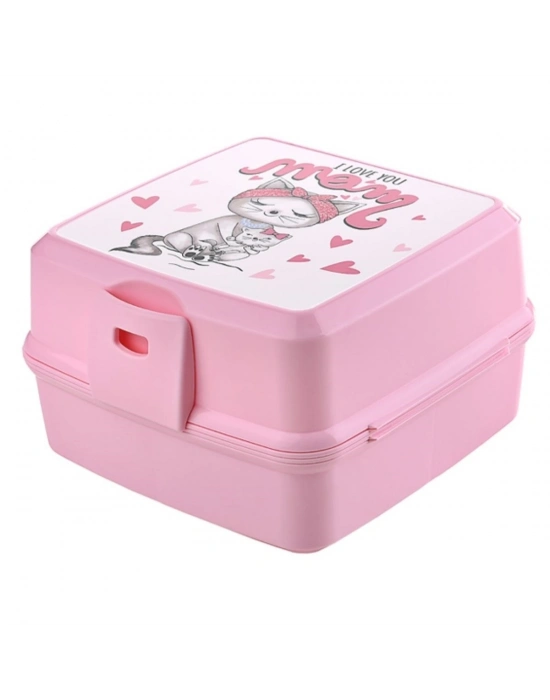 ®  Kendiliğinden Kaşık Çatallı Beslenme Kutusu 4 Bölmeli Çocuk Beslenme Kabı Saklama Kutusu