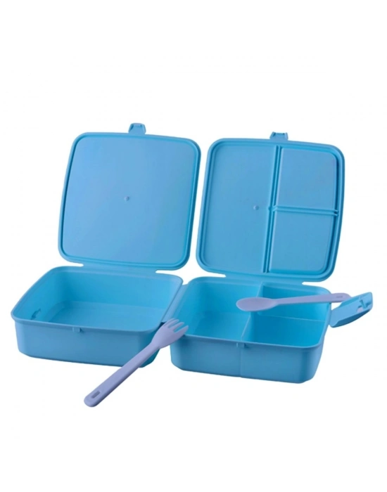 ®  Kendiliğinden Kaşık Çatallı Beslenme Kutusu 4 Bölmeli Çocuk Beslenme Kabı Saklama Kutusu