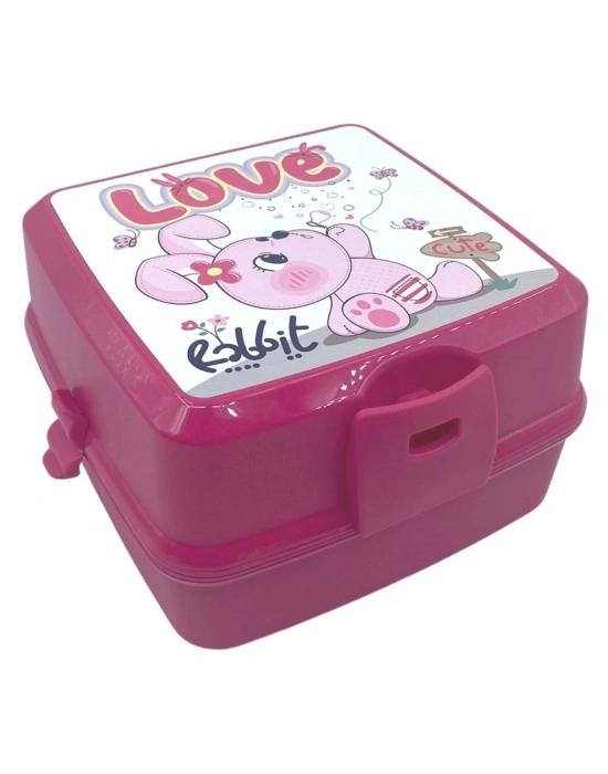 ®  Kendiliğinden Kaşık Çatallı Beslenme Kutusu 4 Bölmeli Çocuk Beslenme Kabı Saklama Kutusu