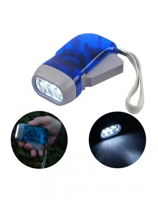 ® Kendiliğinden Şarjlı El Feneri Pilsiz Dinamolu 3 LED Taşınabilir