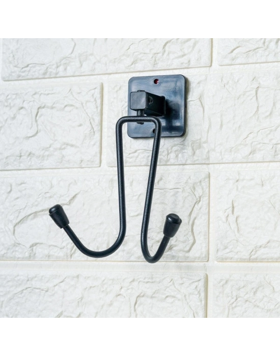 ®  Kendiliğinden Yapışkanlı Siyah Paslanmaz Metal Bornoz ve Havlu Askılığı