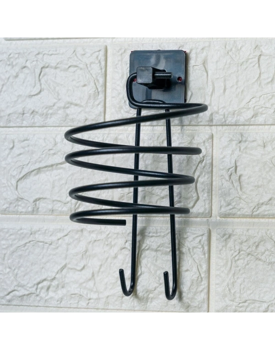 ®  Kendiliğinden Yapışkanlı Siyah Paslanmaz Metal Fön Makinesi Askısı Saç Kurutma Makinesi Tutacağı