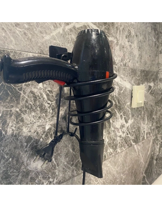 ®  Kendiliğinden Yapışkanlı Siyah Paslanmaz Metal Fön Makinesi Askısı Saç Kurutma Makinesi Tutacağı