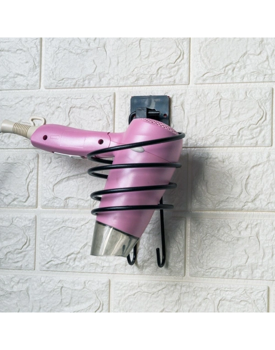 ®  Kendiliğinden Yapışkanlı Siyah Paslanmaz Metal Fön Makinesi Askısı Saç Kurutma Makinesi Tutacağı