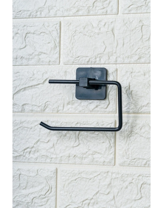 ®  Kendiliğinden Yapışkanlı Siyah Paslanmaz Metal Kapaksız Tuvalet Kağıtlığı Aparatı