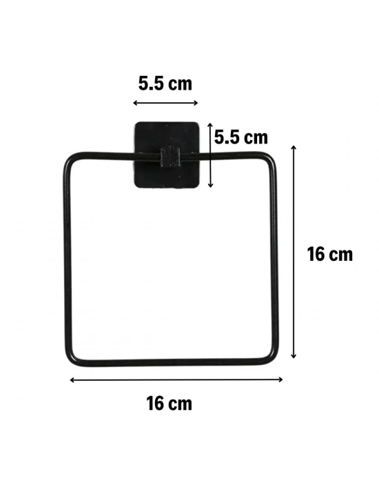 ®  Kendiliğinden Yapışkanlı Siyah Paslanmaz Metal Kare Havluluk