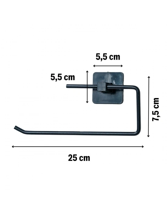 ®  Kendiliğinden Yapışkanlı Siyah Paslanmaz Metal Rulo Havluluk Aparat