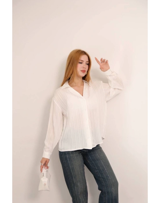 Kendinden çizgili london gömlek