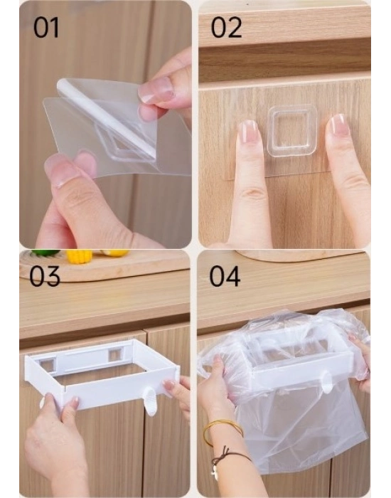 Kendinden Yapışkanlı Katlanabilir Çöp Poşeti Tutucu Aparat