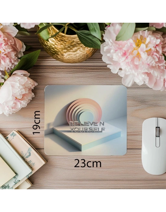 Kendine İnan Temalı İlham Verici Mousepad - 19x23 cm 2 mm Dikdörtgen İthal Baskılı Mouse Pad
