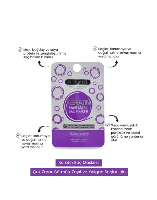 Keratin Saç Maskesi 25 ML (24 ADET) - Yıpranmış Saçlar İçin - mrfs