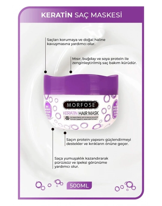 Keratin Saç Maskesi 500 ML  - Yıpranmış Saçlar için - mrfs