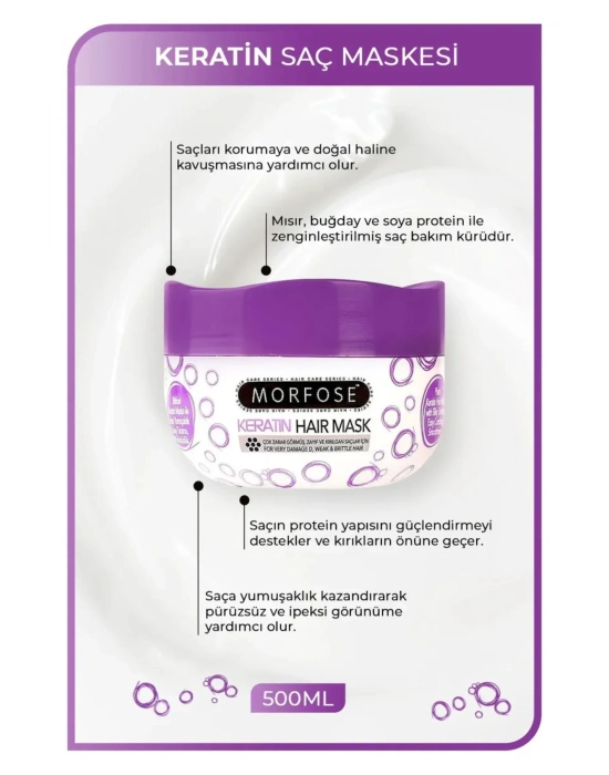 Keratin Saç Maskesi 500 ML  - Yıpranmış Saçlar için - mrfs