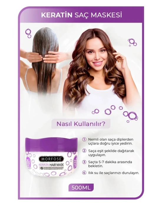 Keratin Saç Maskesi 500 ML  - Yıpranmış Saçlar için - mrfs