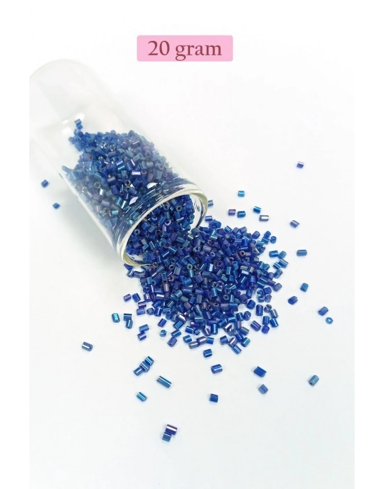 Kesme Cam Boncuk 2mm - 20 Gram - Koyu Mavi -BNC344