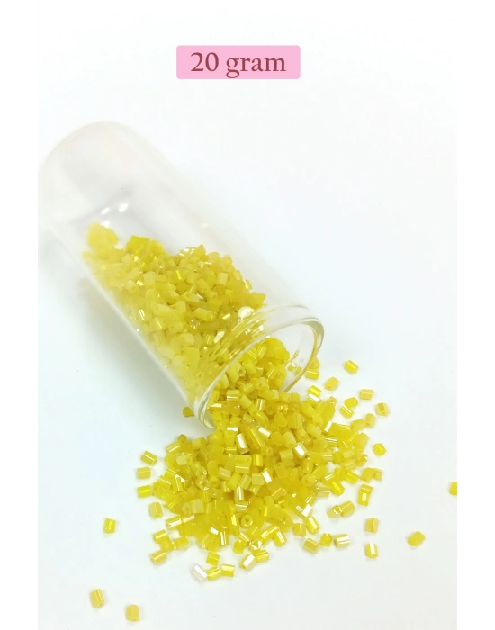 Kesme Cam Boncuk 2mm - 20 Gram - Koyu Sarı -BNC337