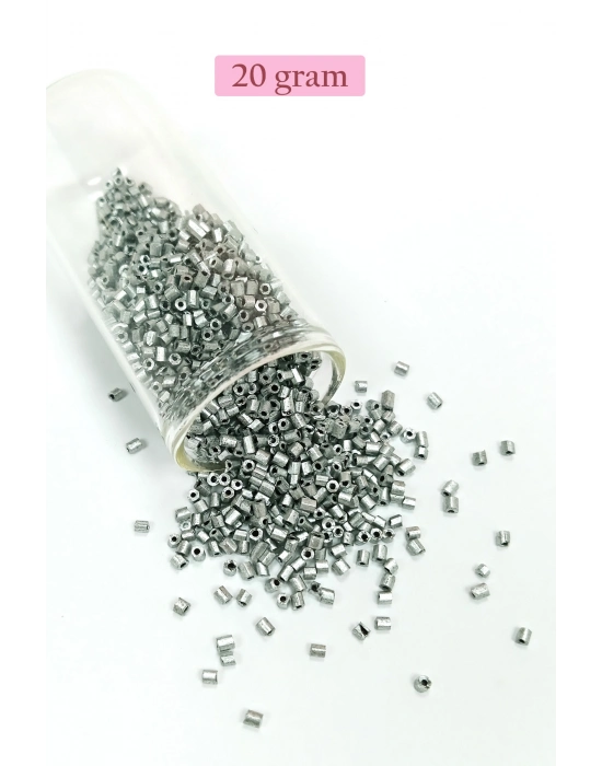 Kesme Cam Boncuk 2mm - 20 Gram - Mat Gümüş -BNC333