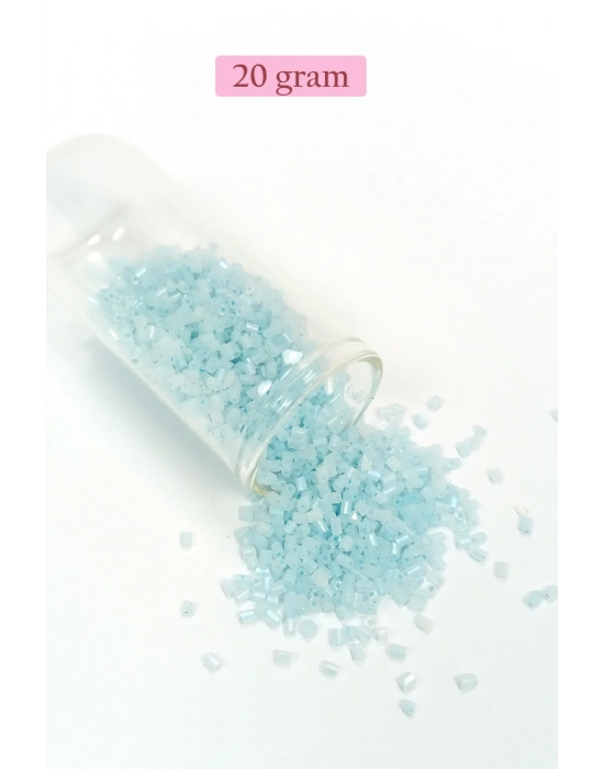Kesme Cam Boncuk 2mm - 20 Gram - Maz Buz Mavi -BNC321