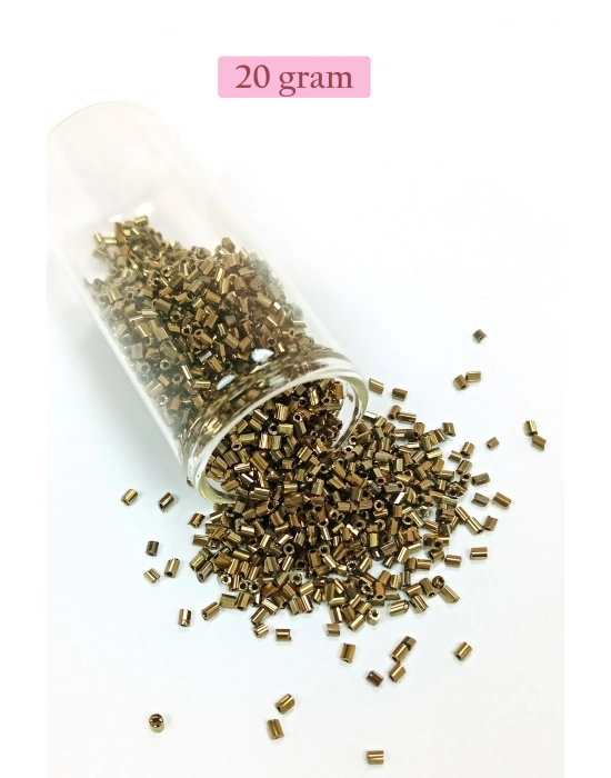 Kesme Cam Boncuk 2mm - 20 Gram - Metalik Sarı -BNC342