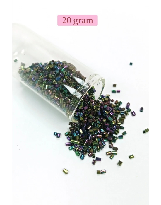 Kesme Cam Boncuk 2mm - 20 Gram - Parlak Alacalı -BNC304