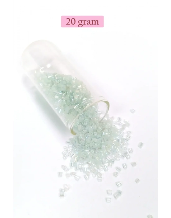 Kesme Cam Boncuk 2mm - 20 Gram - Şeffaf Beyaz -BNC320