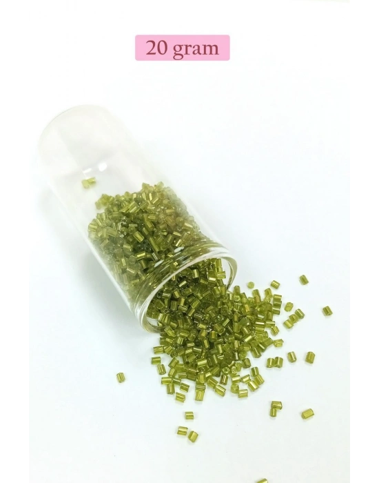 Kesme Cam Boncuk 2mm - 20 Gram - Şeffaf Çimen Yeşili -BNC345