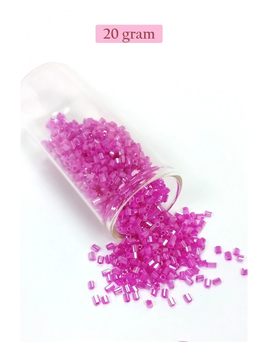 Kesme Cam Boncuk 2mm - 20 Gram - Şeffaf Fuşya -BNC315