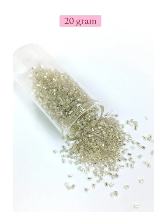 Kesme Cam Boncuk 2mm - 20 Gram - Şeffaf Gümüş -BNC330