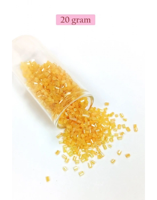 Kesme Cam Boncuk 2mm - 20 Gram - Şeffaf Koyu Sarı -BNC313